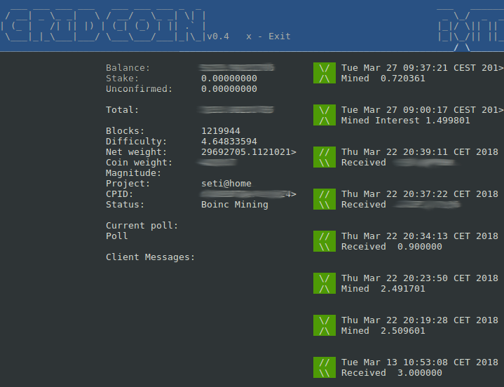 Gridcoin TUI